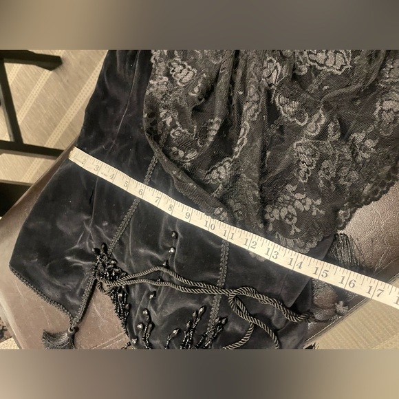 Recollections gothic lace corset velvet beaded blouse top S - Picture 9 of 9